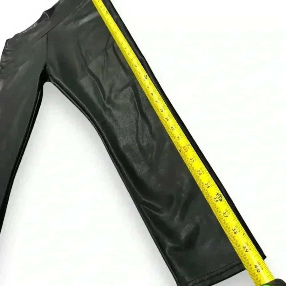 Women’s size XL control top faux leather black stretch lined athletic leggings - Picture 6 of 9